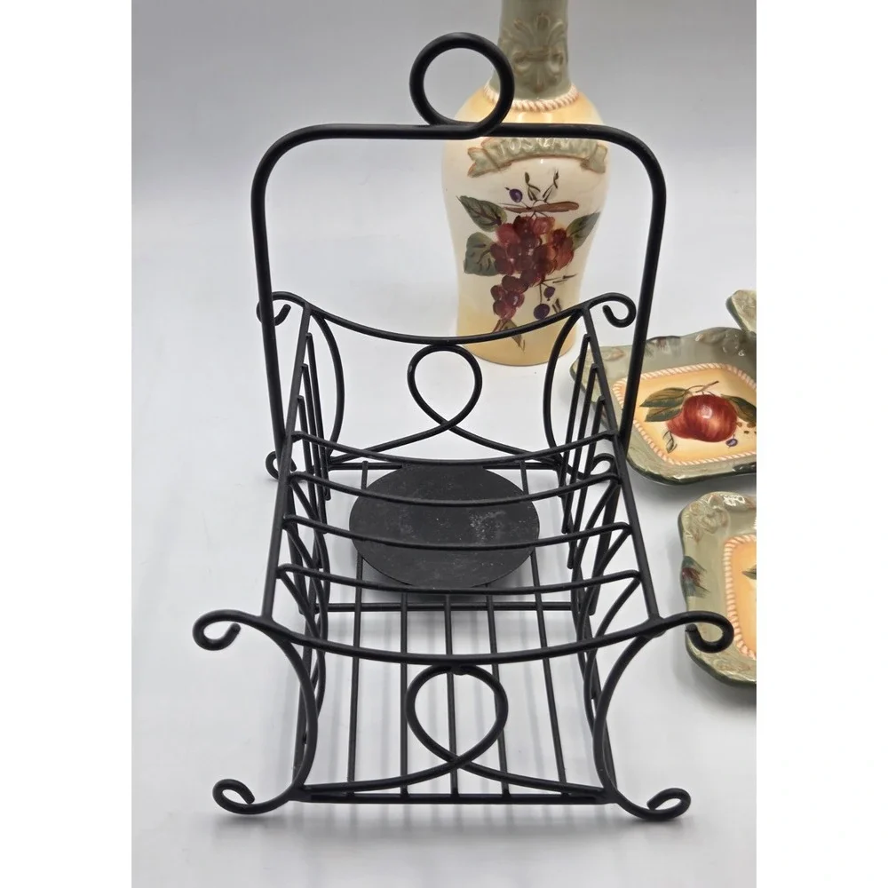 Toscana 6-pc Olive Oil Set Cruet Dipping Saucers Grapes Italy Appetizers